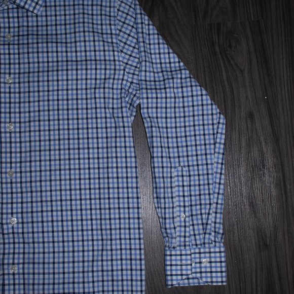 Lorenzo Uomo Men's Dress Shirt White Blue Plaid L - Picture 4 of 11